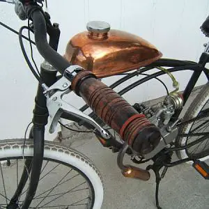 Wooden grip on my motorized bike