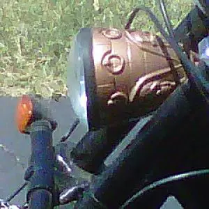 Headlight made from a plastic gothic goblet
hammered copper spray paint