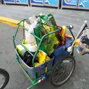 Loaded with groceries.