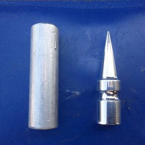Before and after. On the left is the aluminum blank. On the right is a completed spike.....