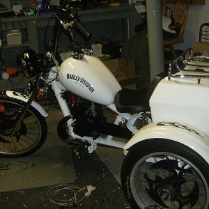 80cc custom trike, occ stingray frame, Harley porkster tank, 12volt charging system, fully functional lights signals,horn