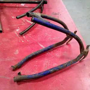 The rear fork from the donor bike.