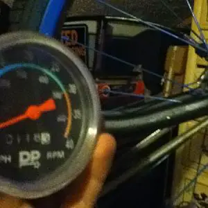 This is the DP Exercise Bicycle Speedometer display. I have it hooked up to the front wheel. The bike I took this off of had a 20" wheel so I didnt ne