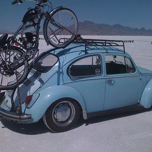 Getting a ride to the salt flats on my trusty steed Dollar