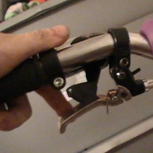 BMX lever with brass cable stop used for throttle control