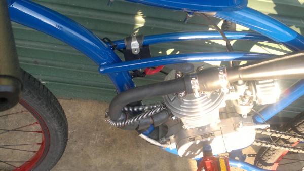 After paint job:

66cc HT engine
Rock solid "Billet high compression Head"
SBP expansion chamber 
Billet intake
Speed Carby with ADA racing filt