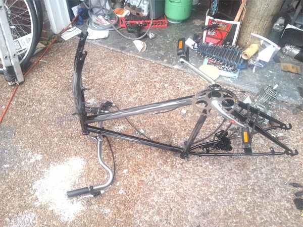 bare bike frame sanding before primer