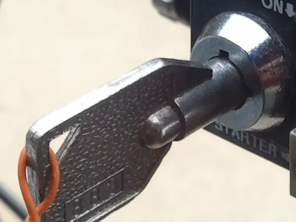 Barrel key switch controls power to starter relay.....