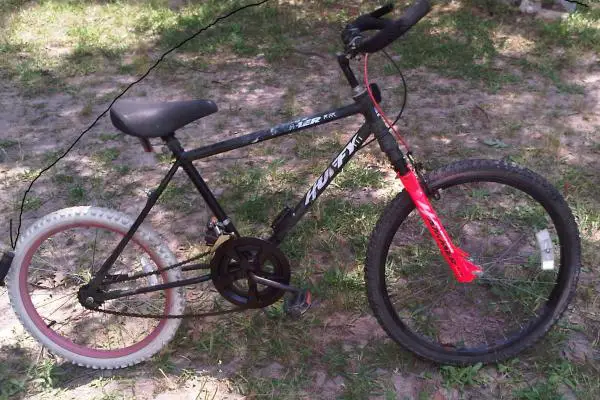 Bike with new pink 20" rim from disney princess bike abandonded in my back field