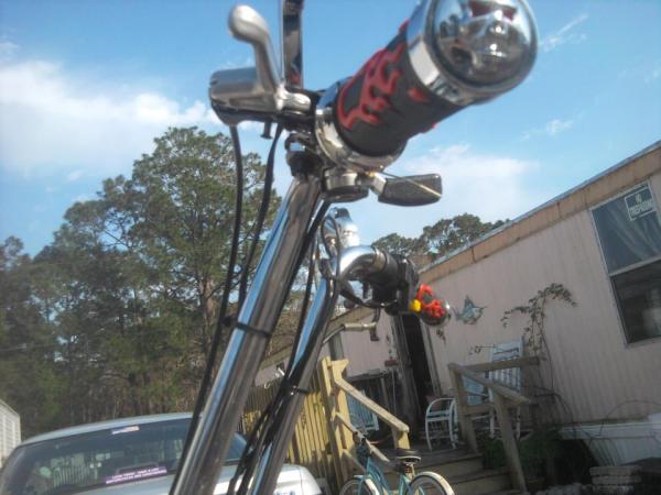 Bling skulls on flame grips.