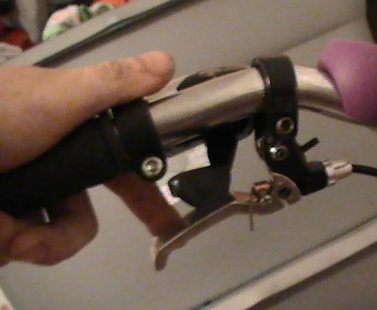 BMX lever with brass cable stop used for throttle control