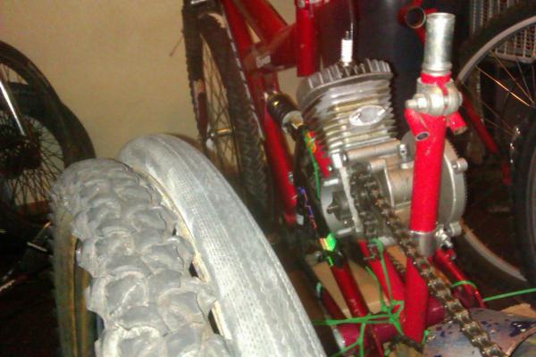 custom motor mount, full suspension tricycle 66cc