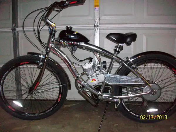 Daddy s Bike 29 Genesis Alum. 7 spd Hybrid from WalMart with a 60cc Silver Horse from BikeBerry Motorized Bicycle Engine Kit Forum
