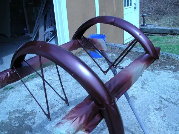 Fenders, rack and chain guard maroon Metallic