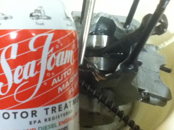 Filled the crankcase with seafoam to clean out the debris from the blown cylinder.