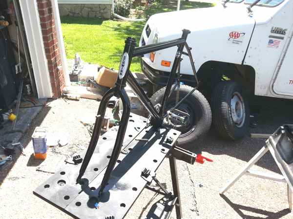 Frame painted black and clear coated