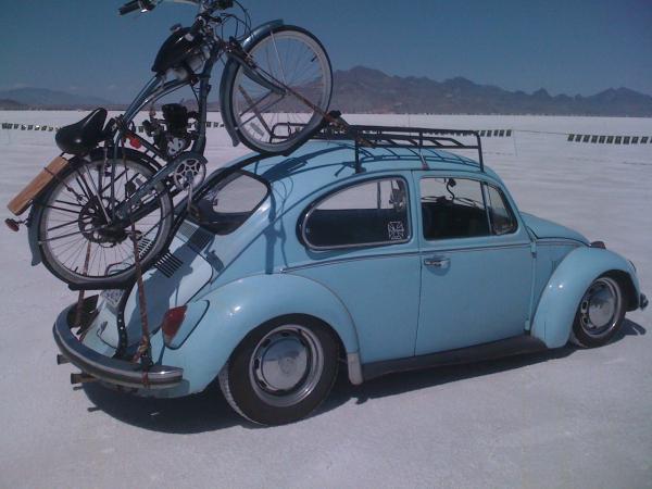 Getting a ride to the salt flats on my trusty steed Dollar