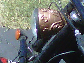 Headlight made from a plastic gothic goblet
hammered copper spray paint