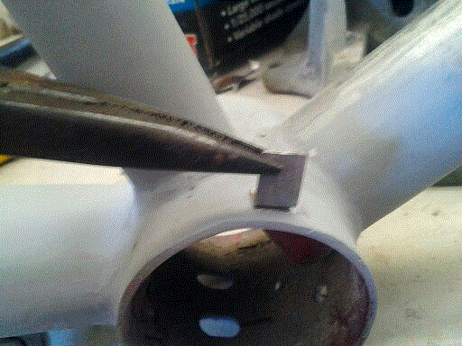 I'm adding a piece of metal for a nicer chain guard this frame did not have 1 the old chain guard attached underneath.