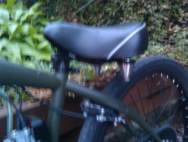 I've since painted this cordovan brown with SEM colorcoat. You can kind of see the handlebar stem layback seatpost too.