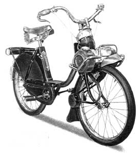 Line drawing of a Velosolex.