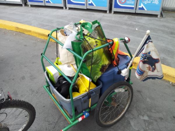 Loaded with groceries.