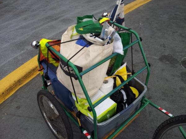 Loaded with groceries.