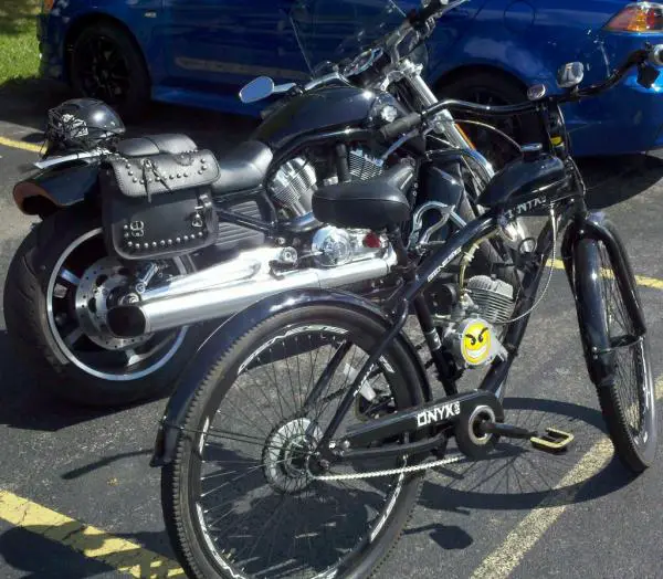 My bike next to a coworkers vrod harley