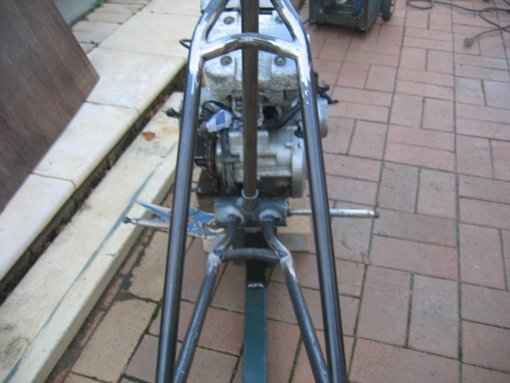 Rear view of frame triangle set up