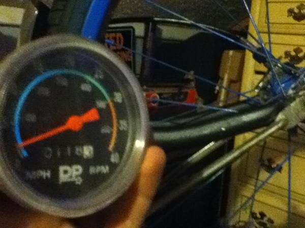 This is the DP Exercise Bicycle Speedometer display. I have it hooked up to the front wheel. The bike I took this off of had a 20" wheel so I didnt ne
