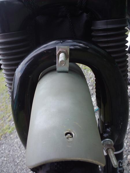 top of fender to fork brace. No it isnt lopesided. My wheel has a caliper and disc up front so the tire is offset to the right a little.