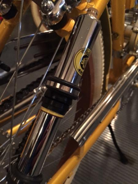 Vintage chrome Air Pump mounted to seat stay.