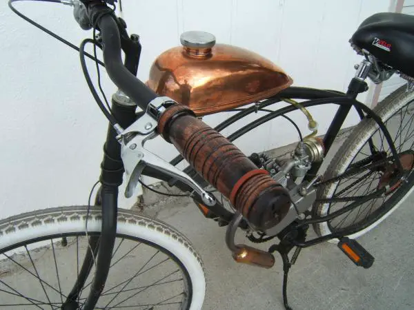Wooden grip on my motorized bike